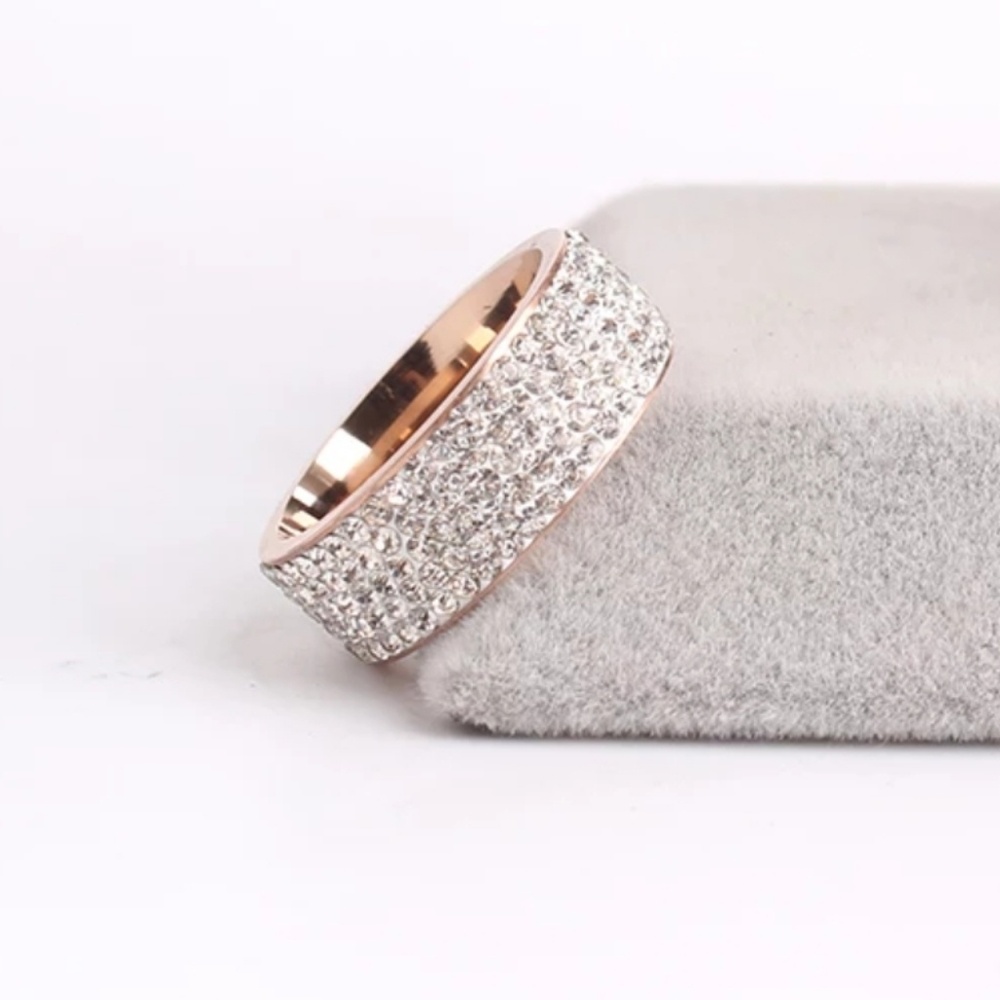 5 Row Micro Pave CZ Stainless Steel Stunning Ring - Picture 2 of 5
